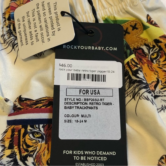 Rock Your Baby Take It Easy Tiger T-Shirt And Retro Tiger Trackpads Size 18-24 M - Picture 12 of 16